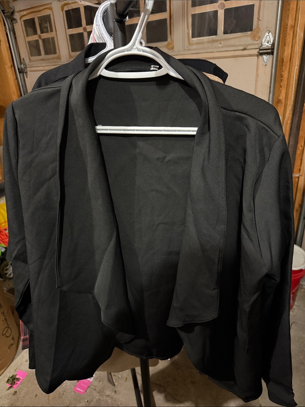 Black Draped Open-Front Women's Jacket